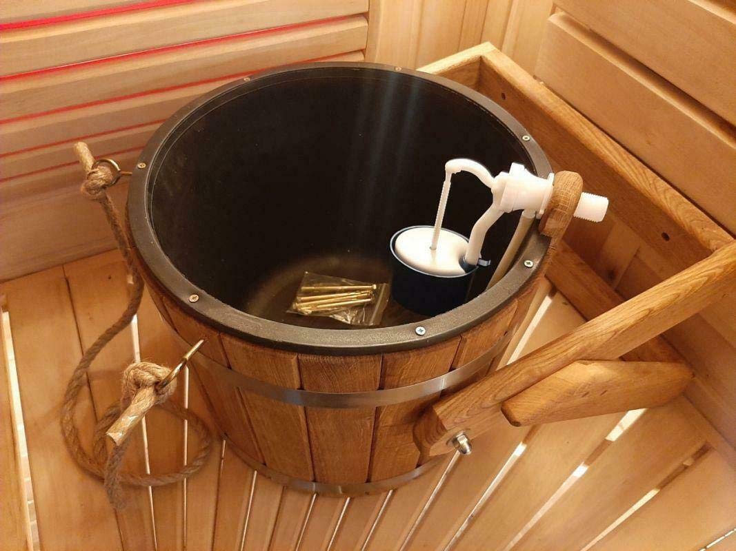 CKG Sauna Wooden SPA Bath Shower Bucket Indoor and Outdoor Supplies Accessories for Waterfall Water Russian Pool Banya Barrel Shaped 16 L Π‘Π°ΡΠ½Π°