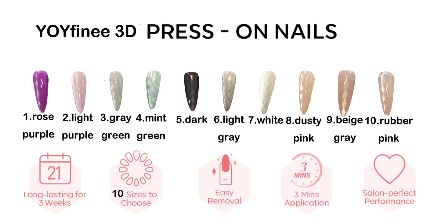 YOYfinee:Halloween 3D Rhombus Pattern Pointed-Long false nails,30pcs,12sizes,10 colors to choose,reuse with nail glue sticks. Dark(5)