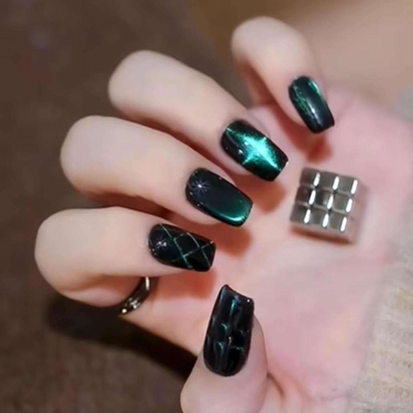 XEAOHESY 27 Pieces Cat Eye Magnet for Nails Cube Nail Magnet Square Nail Art Magnet with Grid Effect Powerful Manicure Magnetic Tool for Cat Eye Gel Nail Polish(0.2 * 0.2 * 0.2inch)