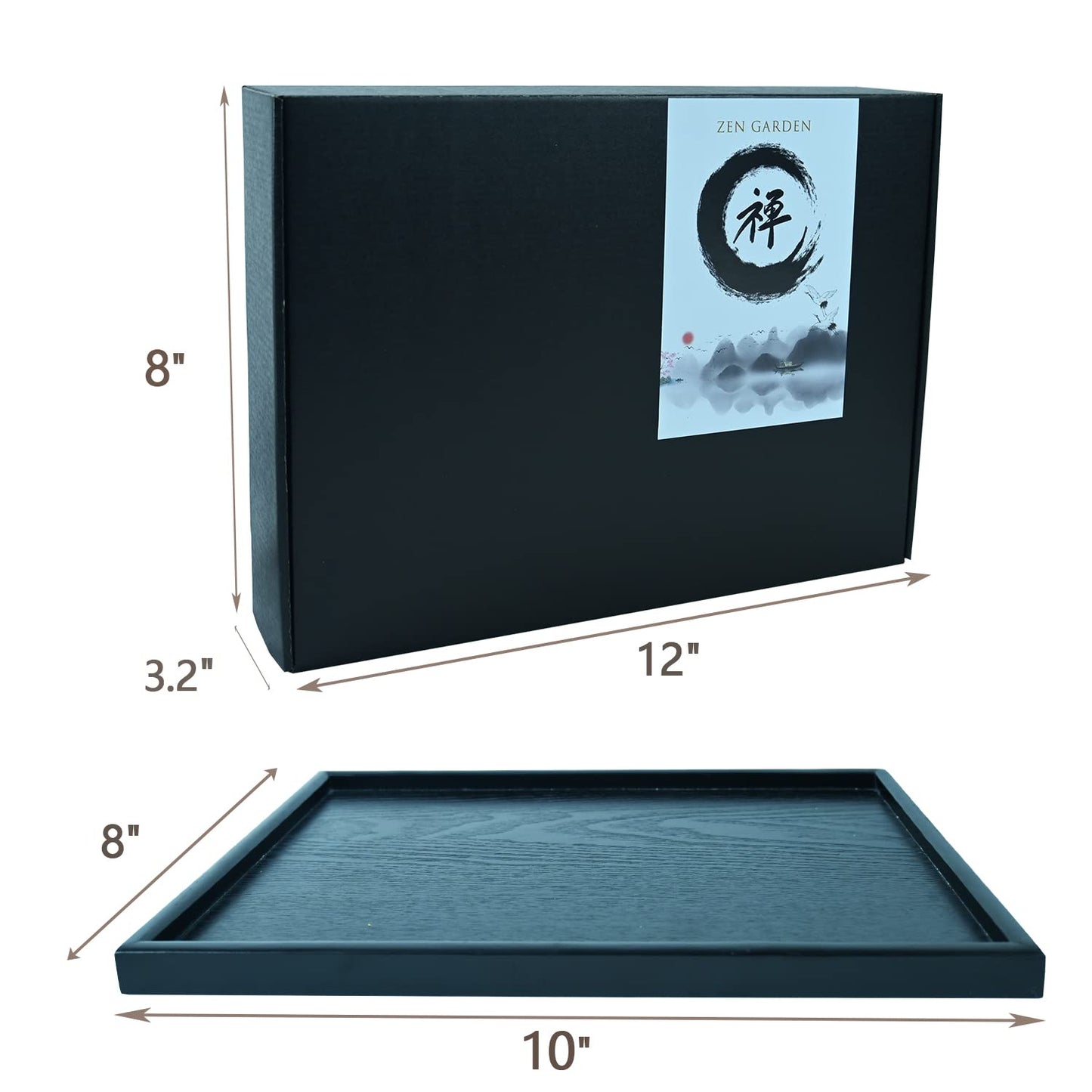 Yoquare Mini Zen Garden, White Sand, 10" x 7" Rectangular Plastic Tray with Meditation Accessories