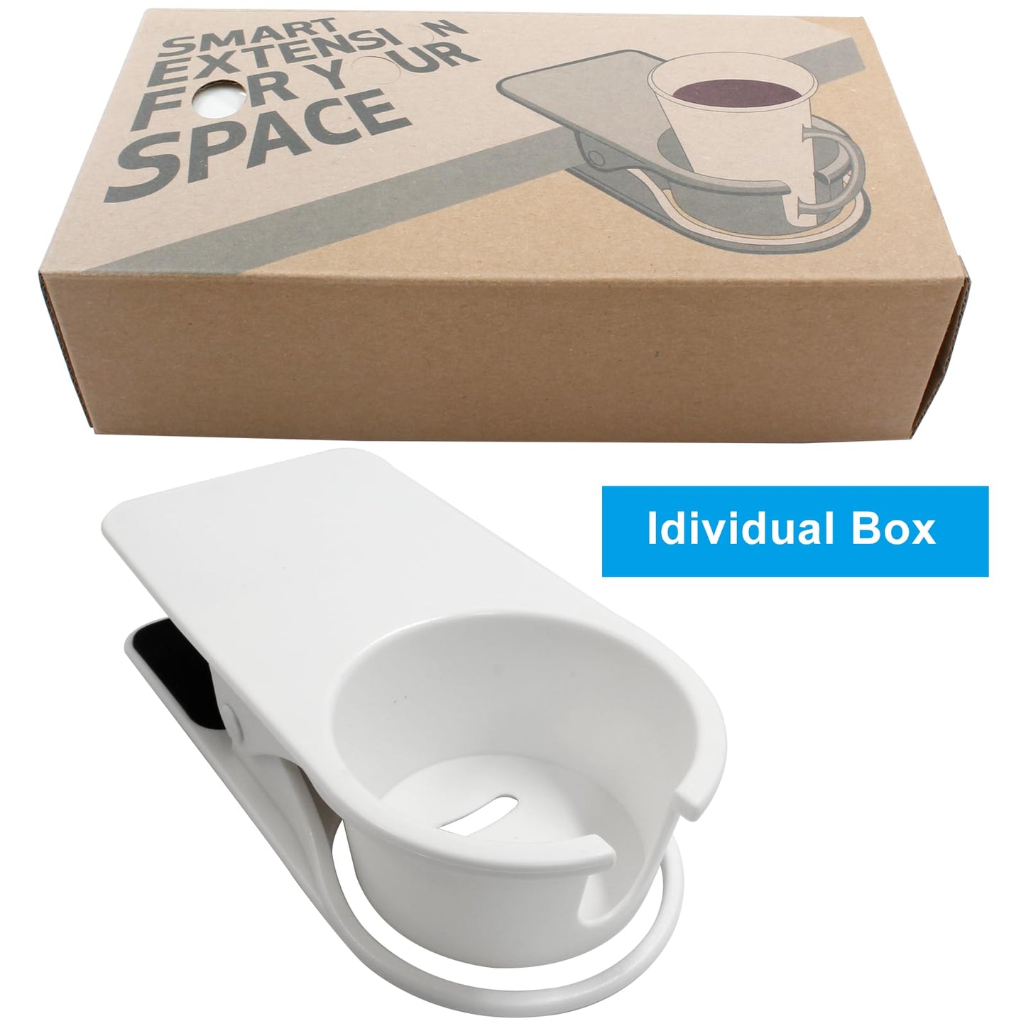 Jiozermi Drinking Cup Holder Clip, Desk Drink Holder with Clip for Water, Soda, Coffee Mug (White)