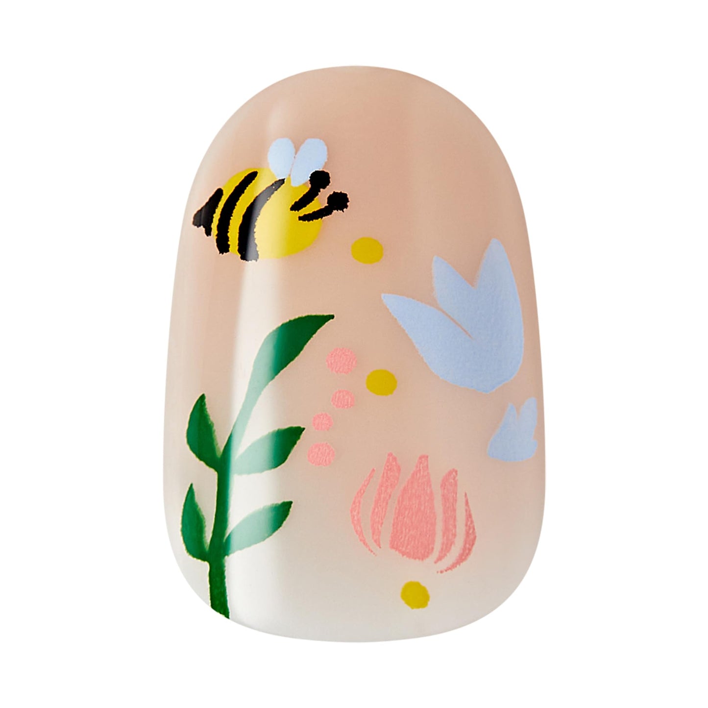 WICKED X KISS Press On Nails, ‘There's Joy’, Neutral, Short Oval, Waterproof, Chip Proof, Smudge Proof, 28 Fake Nails, Pink Gel Nail Glue (2g), Mini Nail File, & Manicure Stick