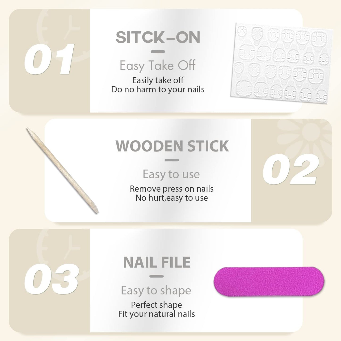 Xcreando Baby Pink Press On Nails Medium Long Square Coffin, Acrylic Glue On Nails, Solid Color Fake Nails for Women, Natural Thick Artificial Stick On