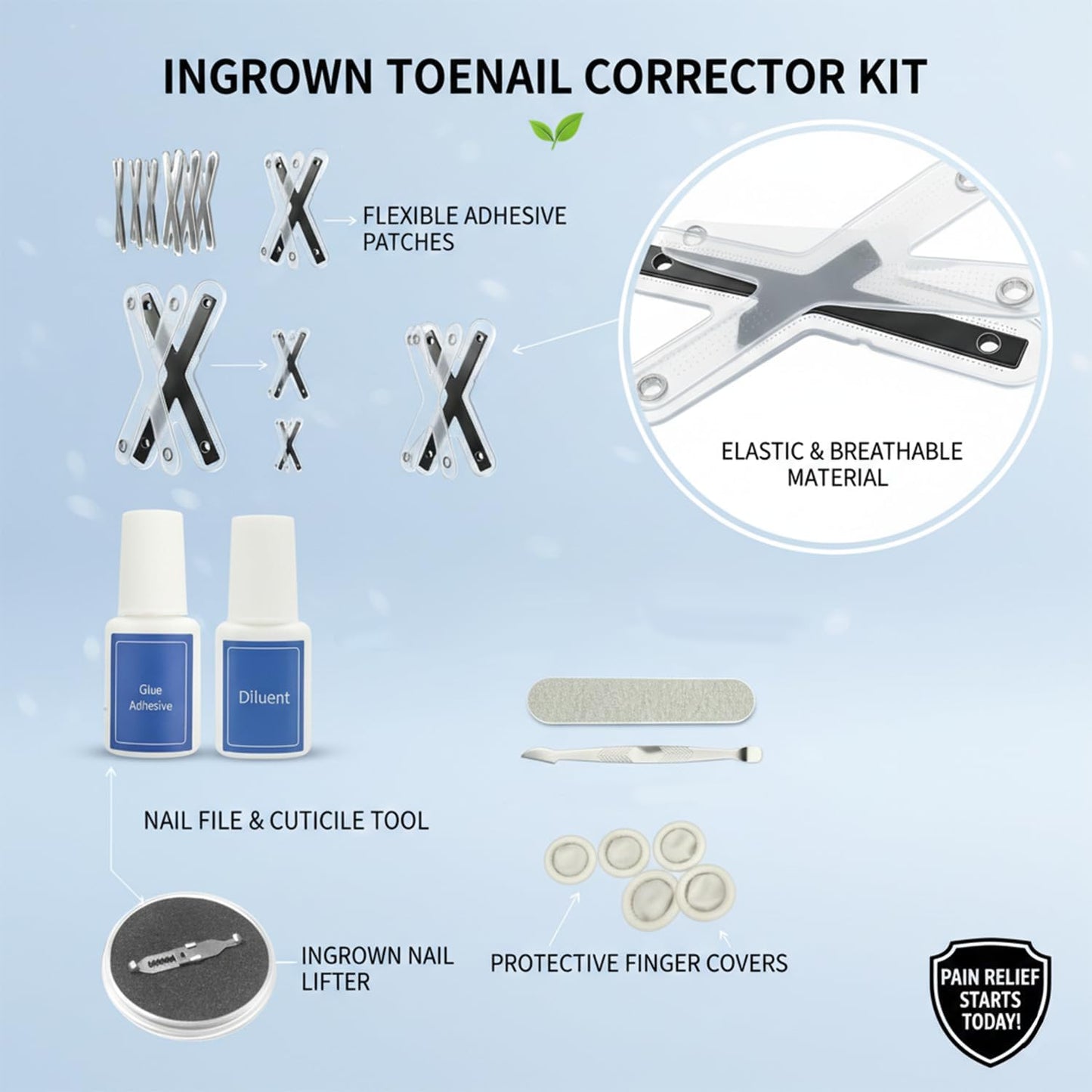 Ingrown Toenail Treatment Corrector Strips, Titanium Alloy Ingrown Nail Curve Corrector, Ingrown Toenail Tools for Home Use, 6Pcs