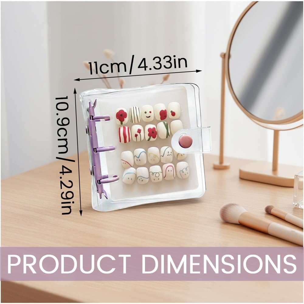 Nail Organizer Display Book Set,12 PCS Clear Press On Nail Storage Boards with 60 Double-Sided Tapes,Nail Display,Fake Nail Holder,Press On Nail Packaging,Nail Art Display Stand,Nail Business Supplies