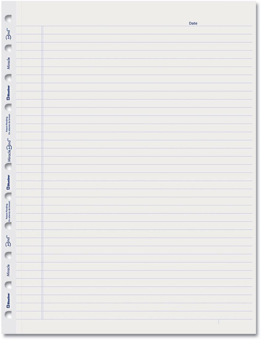 Blueline Miraclebind Ruled Paper Refill Sheets For All Miraclebind Notebooks And Planners, 11 X 9.06, White/blue Sheets, Undated