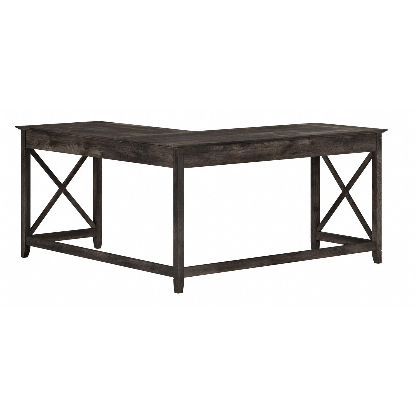Bush Home Key West 60W Modern Farmhouse L Shaped Desk in Dark Gray Hickory, 60-Inch Corner Computer Table for Home Office Workspace
