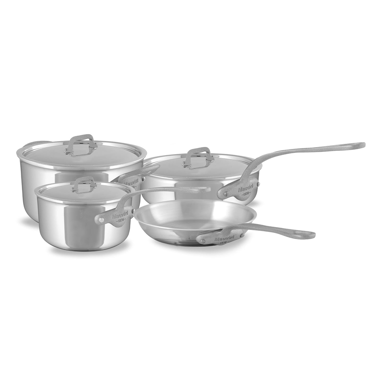 Mauviel M'Cook SB 5-Ply Stainless Steel 7-Piece Cookware Set With Brushed Cast Stainless Steel Handles, Made In France