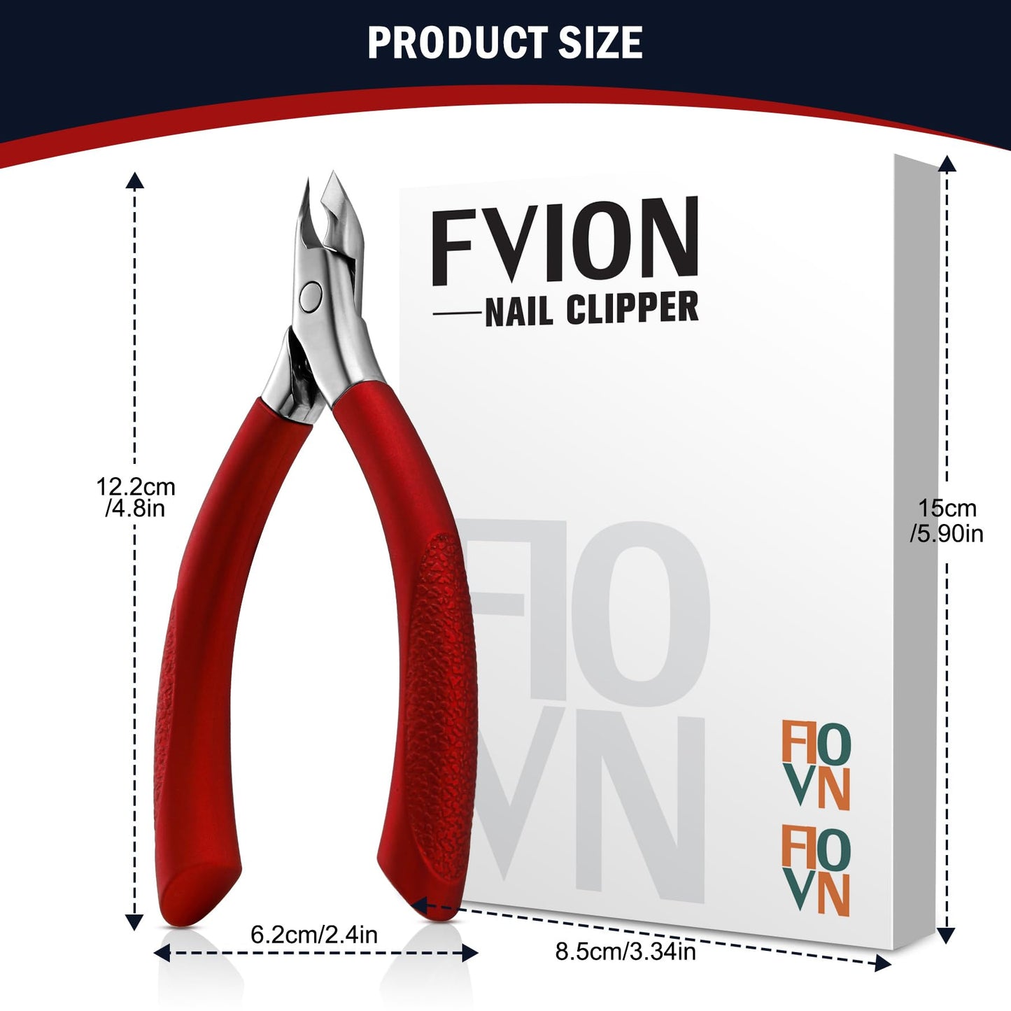 FVION Cuticle Trimmer โ Professional Cuticle Nippers, Rubber Coated Handle Manicure Tools โ Stainless Steel Cuticle Cutter for Nails (5mm), Red