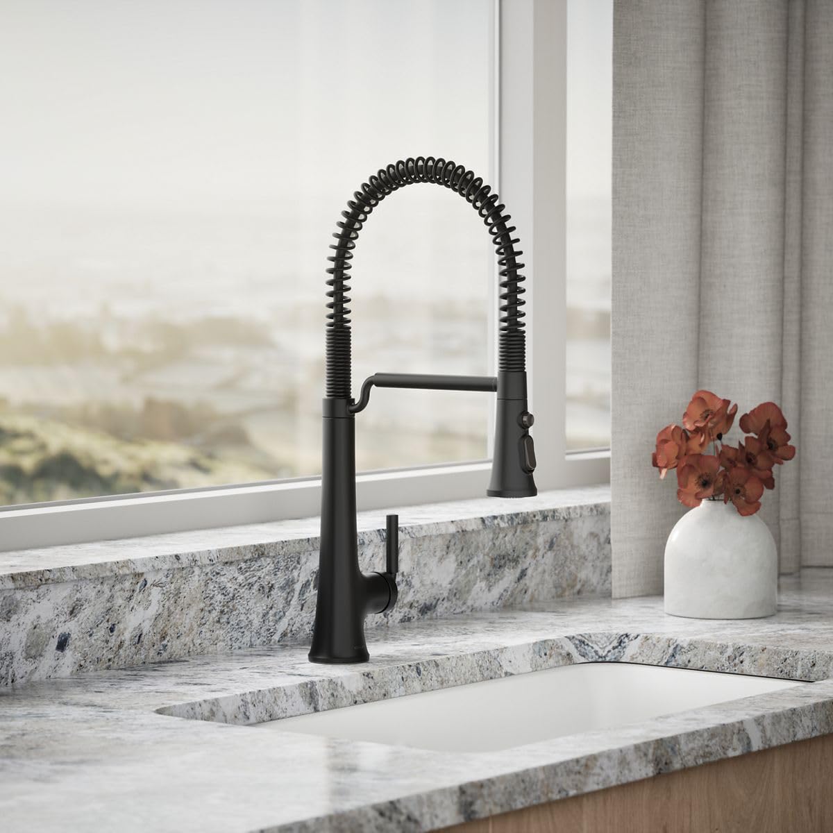 Kohler 23765-BL Tone Semi Professional Kitchen Sink Faucet, Pre-Rinse Kitchen Faucet, Commercial Faucet, Matte Black