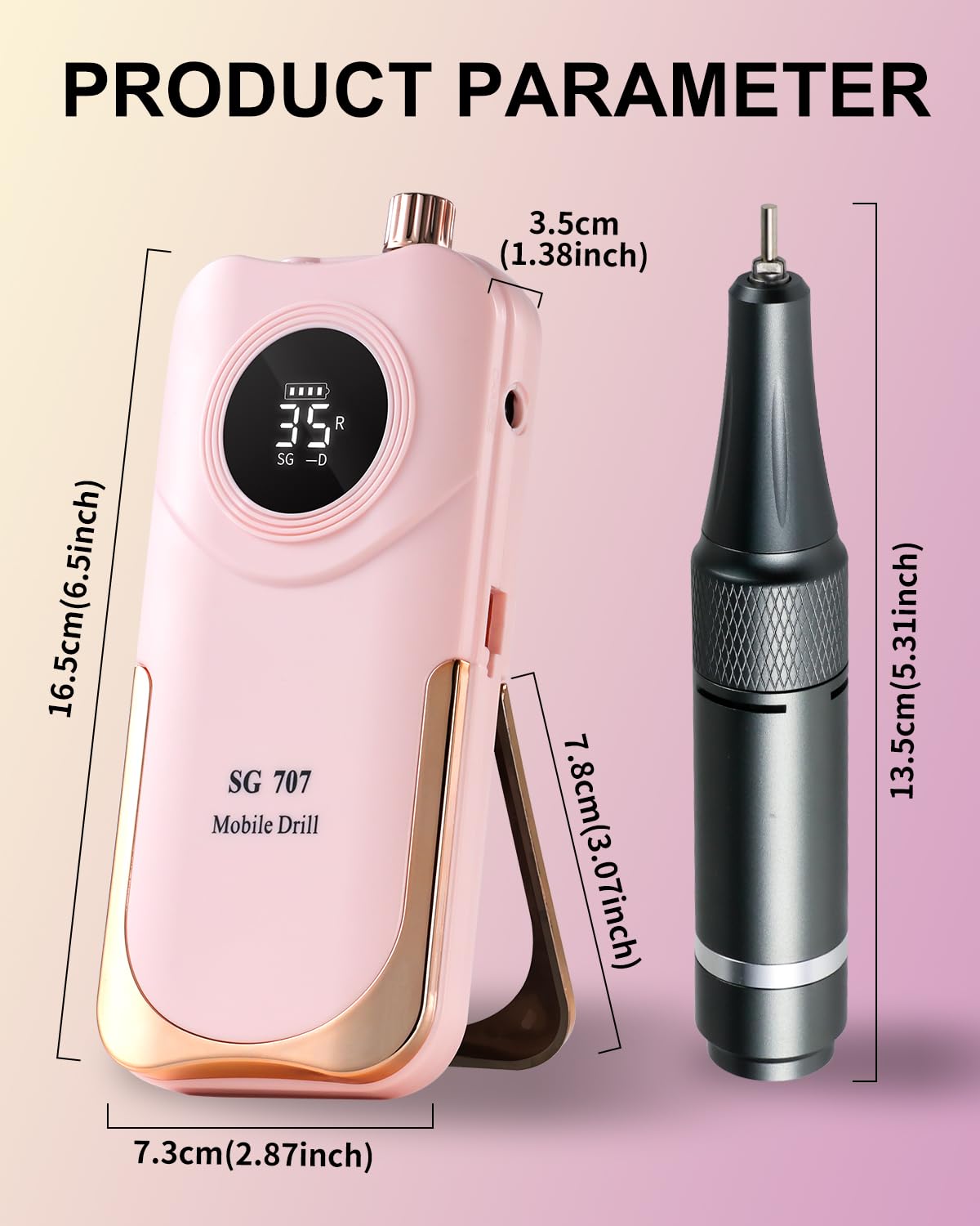 Moskany Professional Electric Nail Drill Kit 35000RPM with 14PCS Bits Pink Portable Rechargeable Cordless File Machine for Acrylic Gel Powder Nails and Manicure Pedicure Toenail Tool Salon Set