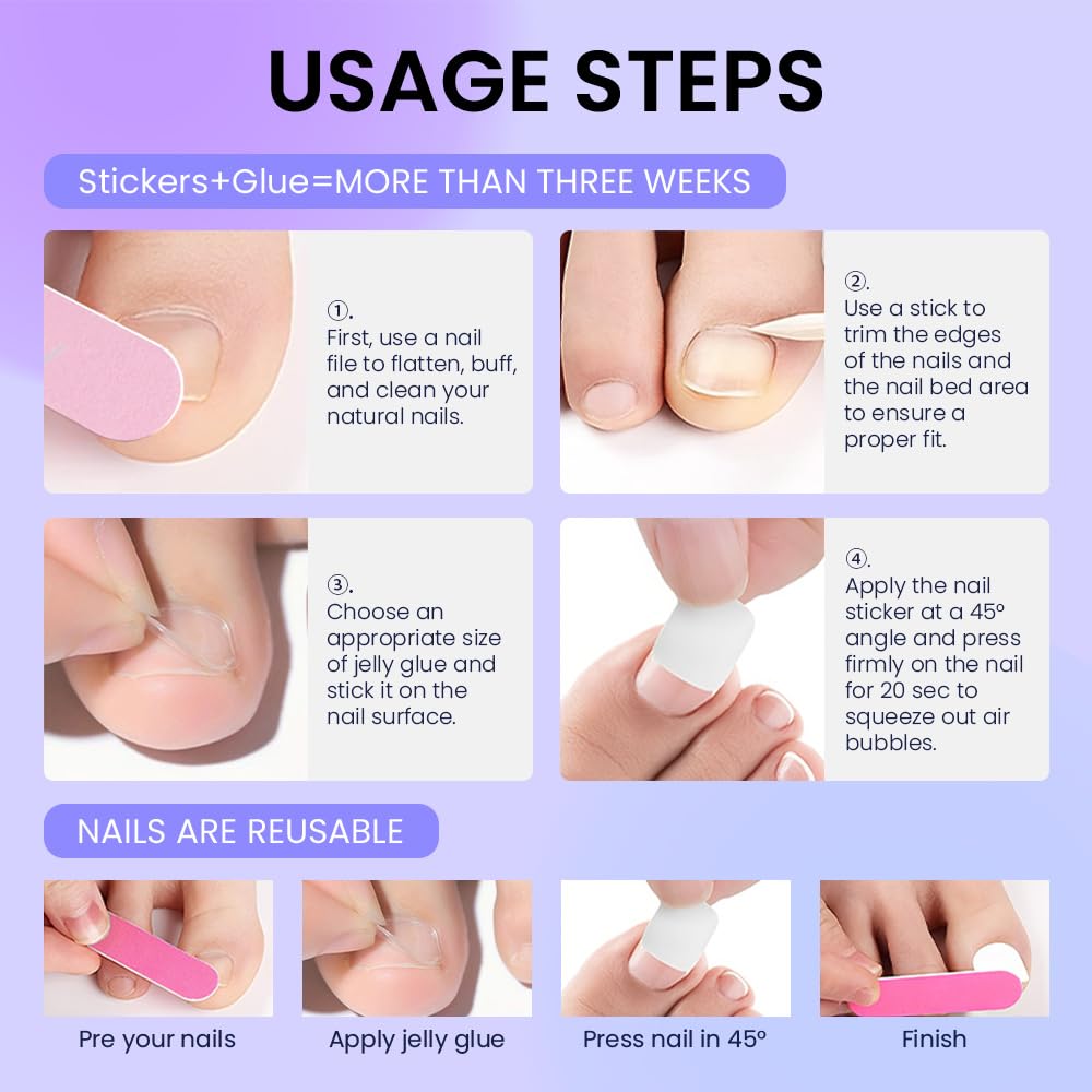 evpct Brown Glazed Press on Toenails Square for Women Gift, Glossy Square Fake Stick Press on Toe Nails, Soft Stick on Toenail Set with Kit, Lightweight Perfectly Fit Full Cover Fake Toenails 32Pcs