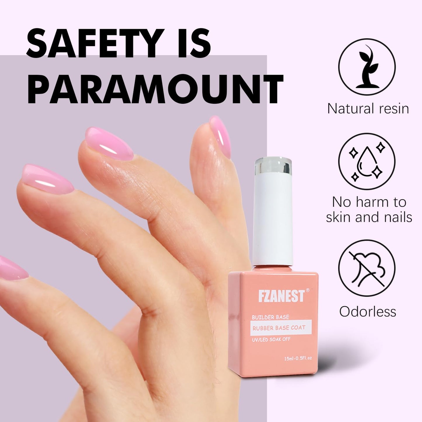 FZANEST Builder Gel Nail Kit, Milky White Sheer Jelly Nude Pink 6 Colors Rubber Base Builder Gel For Nails Strengthener Extension Gel Nail Art Salon Gift for Women