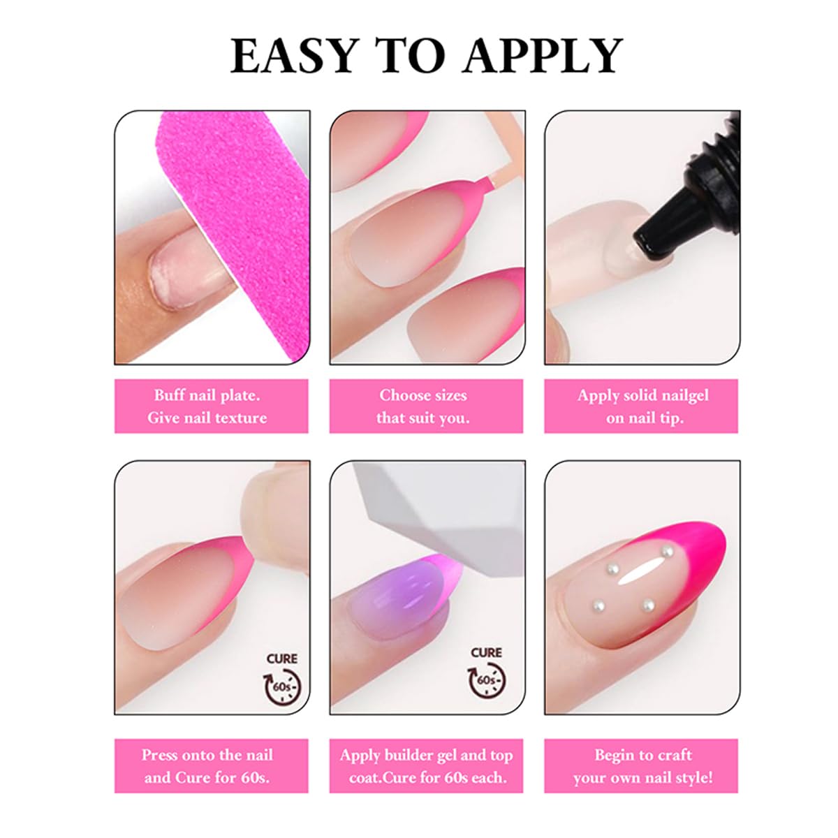 French Tips Press on Nails Medium Almond Nails Press on with 5D Flower Charm Design Glossy Nude Fake Nails Rhinestones Glue on Nail Reusable Fall Summer Nail for Women Manicure 24Pcs