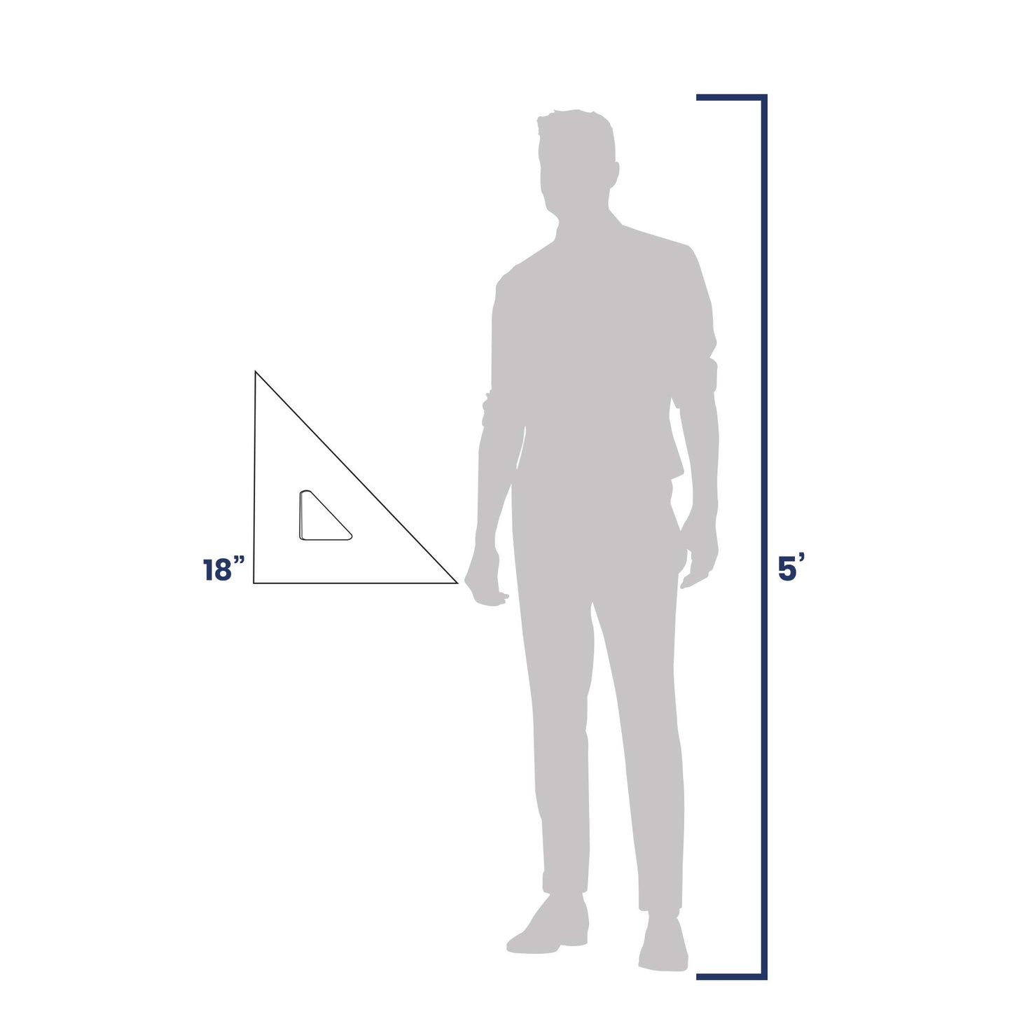 Pacific Arc Drafting Triangle, 18-inch, 45/90 Degrees, Clear Acrylic