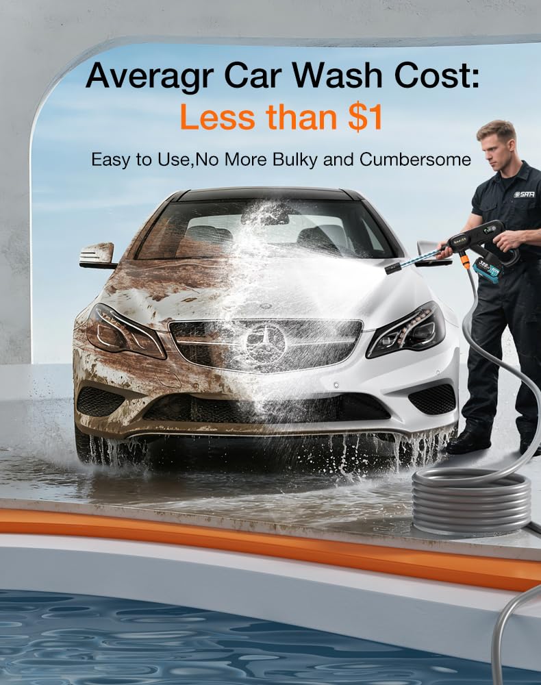 Ikewzbk Cordless Pressure Washer Battery Powered,1800 PSI Cordless Power Washer,4 A Battery*2,5-in-1 Nozzle,3 Power Level,Handheld Portable Pressure Washer for Car Home Patio Driveway Fence Cleaning