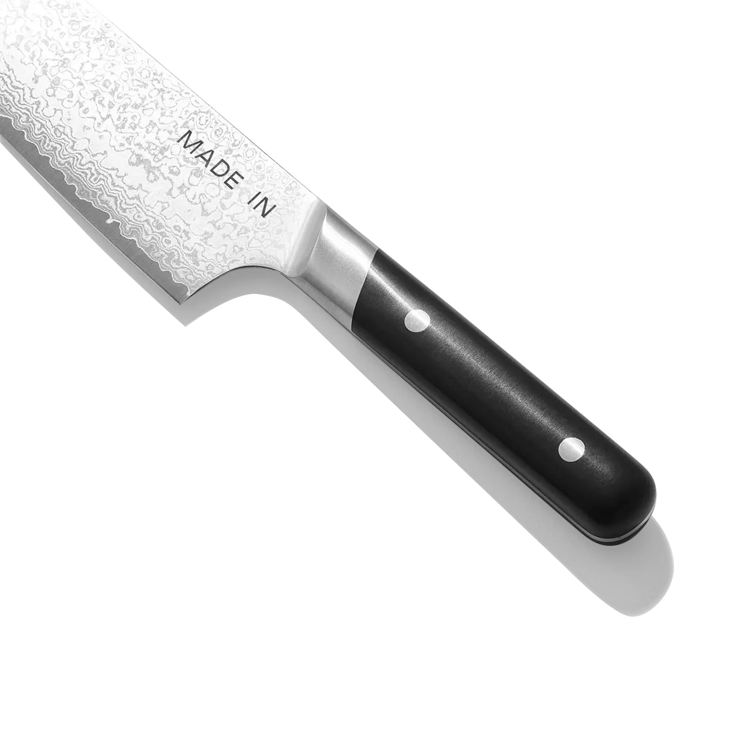 Made In Cookware | 6" Japanese Damascus Steel Santoku Knife | 66 Layers of Damascus Steel with a VG-10 Core | Crafted in Japan | Full Tang With Black POM Handle
