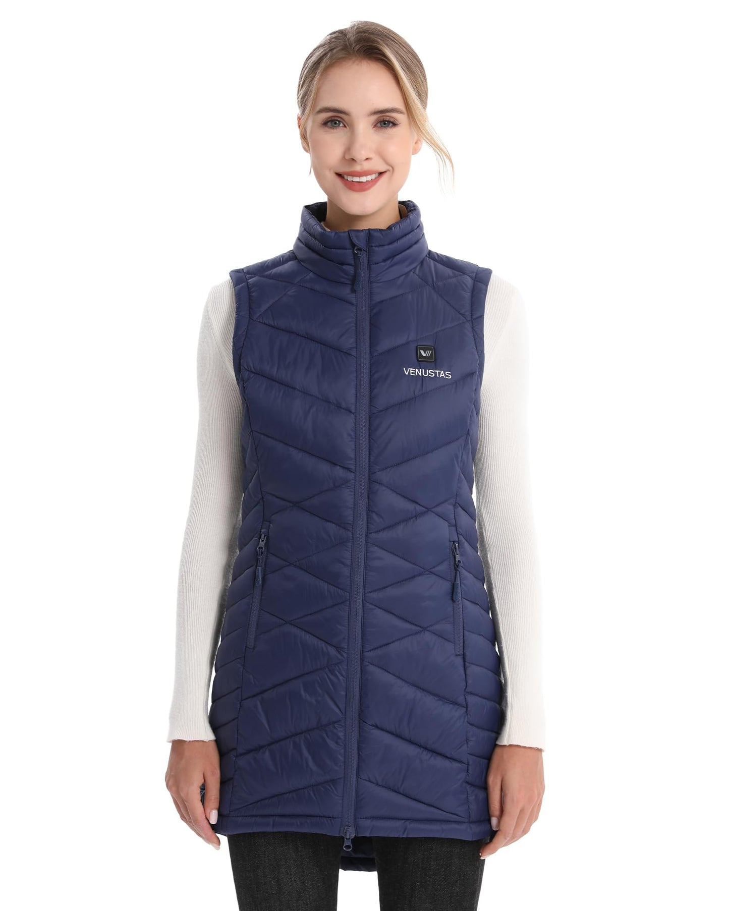Venustas Women's Quilted Long Heated Vest with Battery, Warm Rechargeable Heating Clothing, Electric Puffer Vest for Ladies