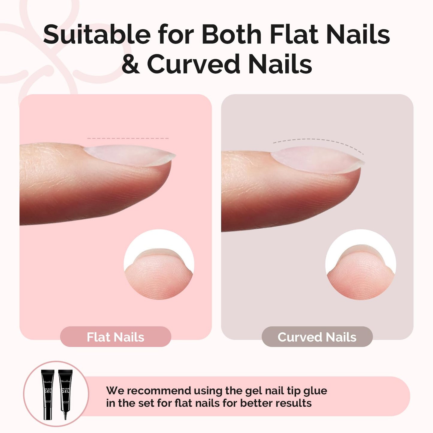 MelodySusie Long Coffin Gel Nail Tips Kit-300Pcs Pre-Building Apex Fake Nail Tips 20g Solid Nail Glue Gel,Half Matte Full Cover Clear Acrylic Nail,15Sizes Thick Strong Long Lasting for Home DIY&Salon