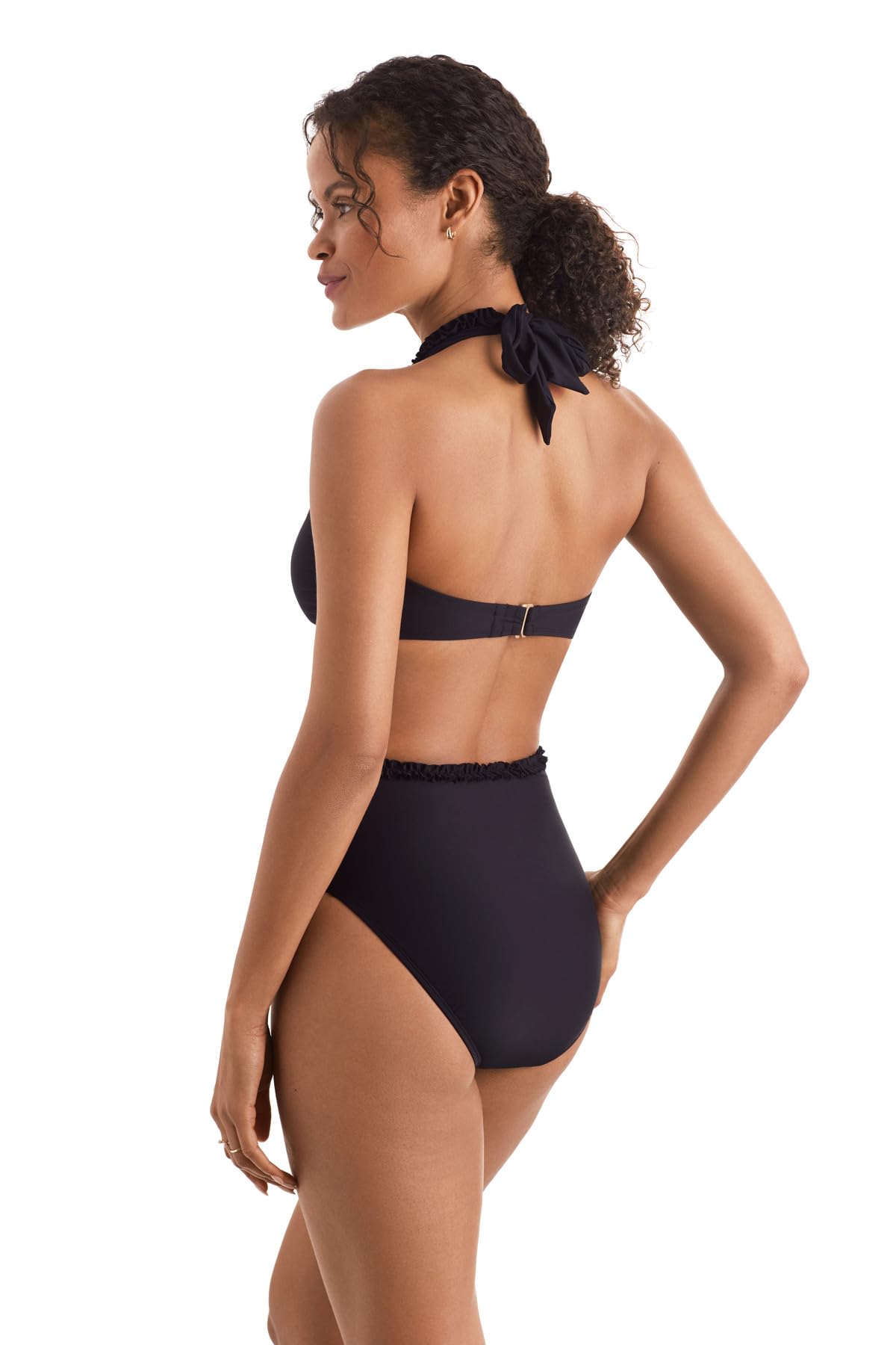 Mimi Flamingo Women's Swimwear Soleil Solids Sonny Cutaway One Piece Swimsuit, Black, 08