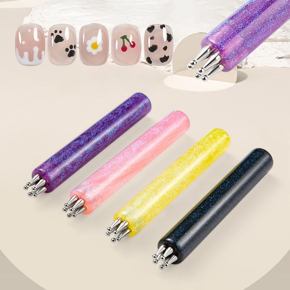 5 Petal Flower Nail Dotting Pen, 1.8mm Fine Tip, Nail Art Tool for Painting, Sculpting, Rhinestone DIY and Salon, 4 Pieces