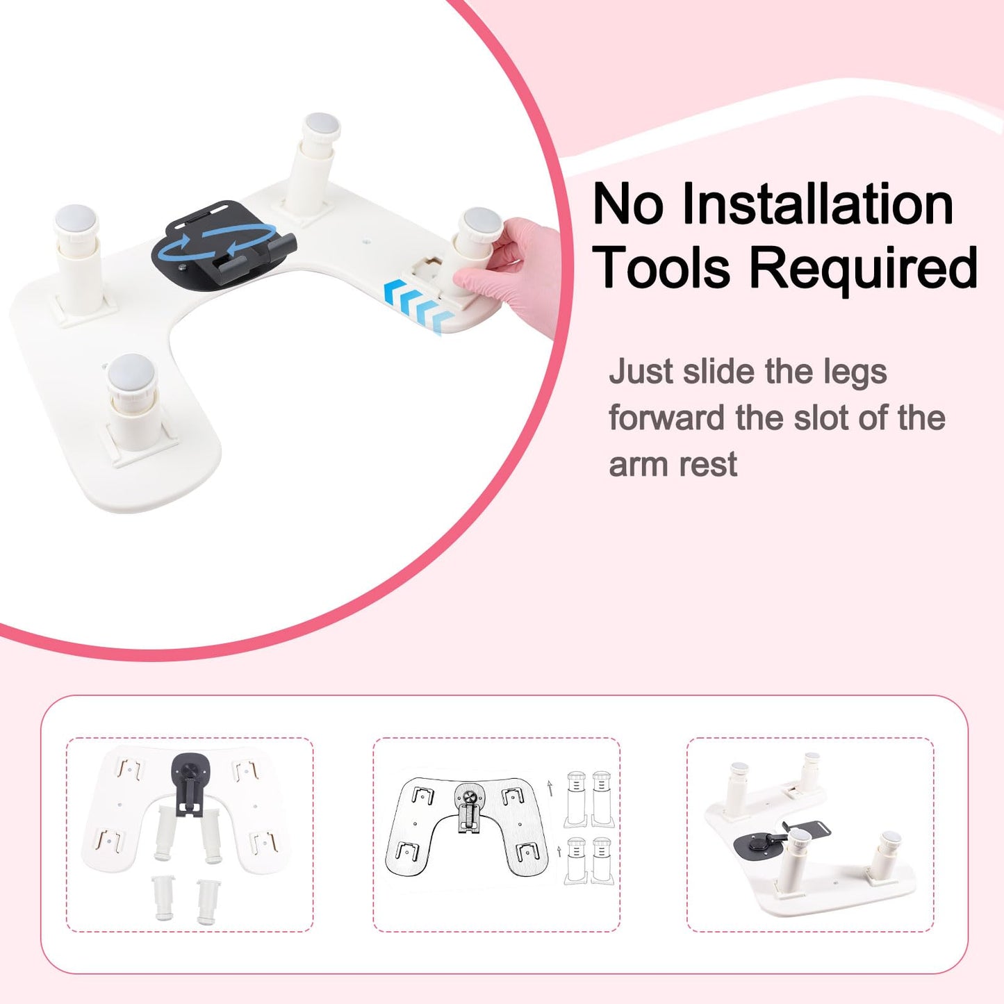 Arm Rest for Nails Tech with Nail Table Mat and Phone Holder,Adjustable Base U-shaped Manicure Nail Hand Rest Stand Pillow Cushion(Black)