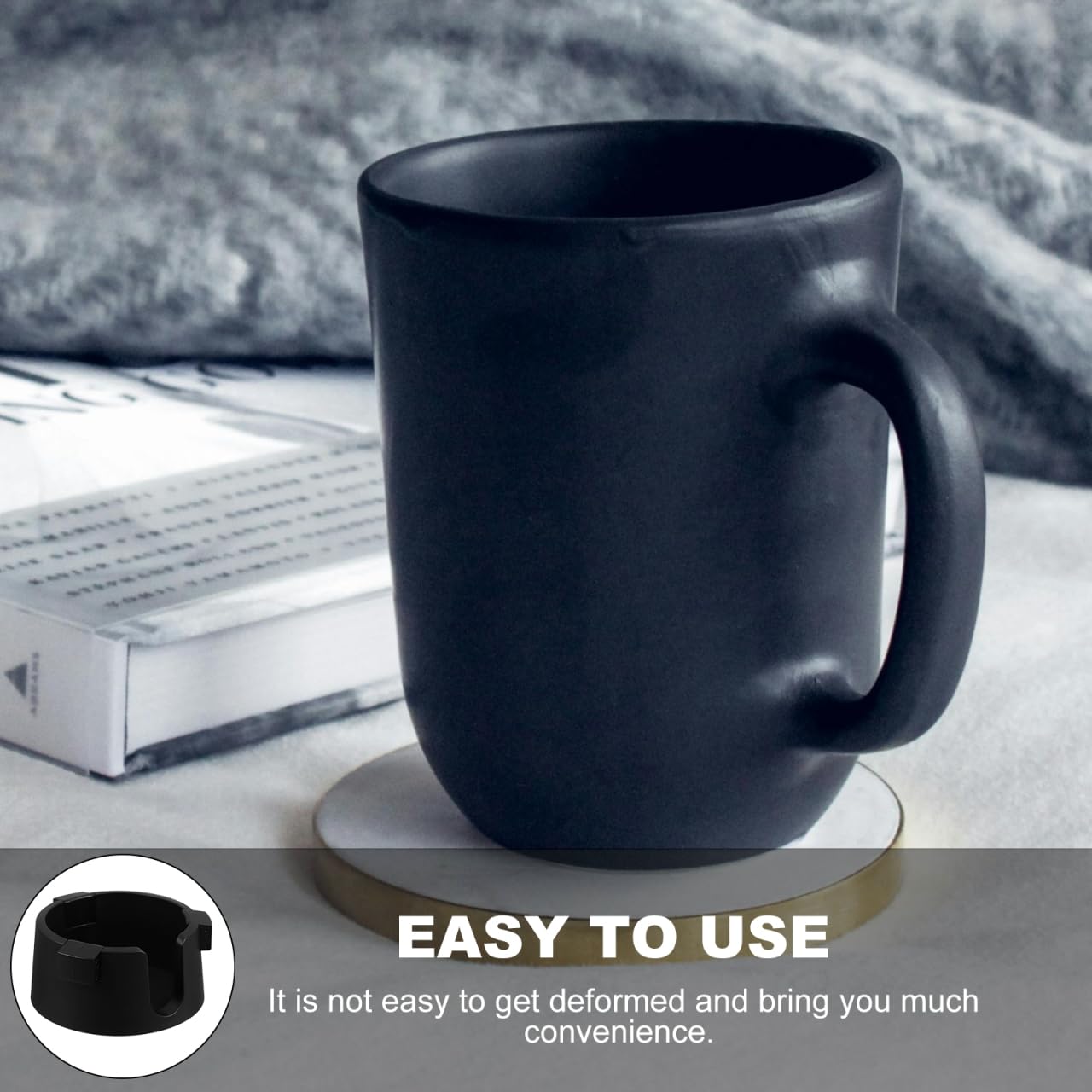 PartyKindom Anti-Spill Desk Cup Holder - Unspillable Drink with Adjustable Inner Diameter - Secure Desktop Cup Holder for Gaming Office Sofa Boat RV (Black)