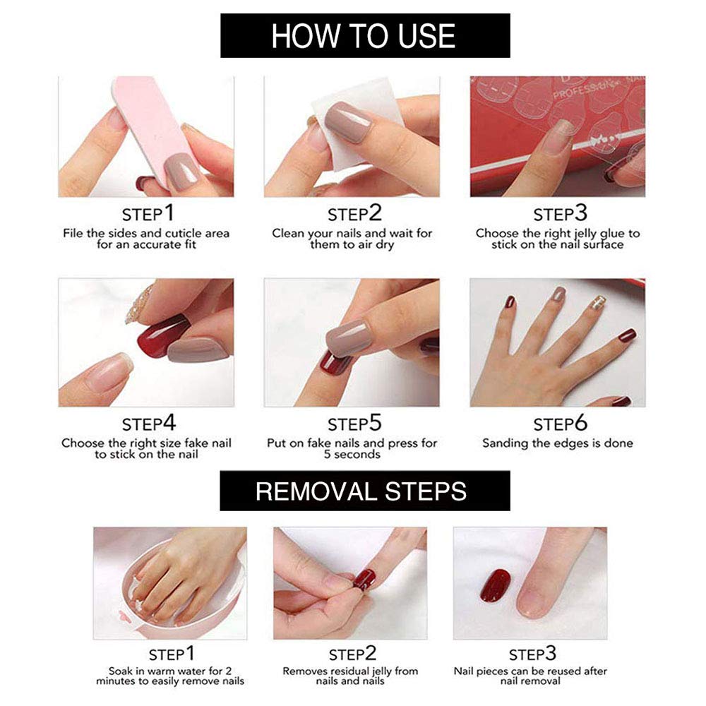 YoYoee 24Pcs-Short Square Press on Nails - French Cat's Eye False Nails | Glossy Bling Fake Nails for Women Elegant & Durable Artificial Nails for Instant Manicure