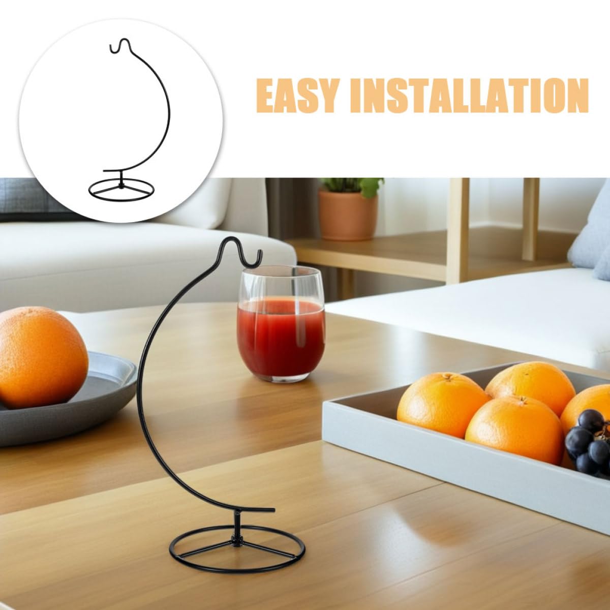 TOVINANNA 2pcs Iron Hook Rack Hanging Ornament Display Stand for Glass Ball Holder and Air Plant Terrarium, Moon-shaped Hanging Hook for Home Décor and Craft Display