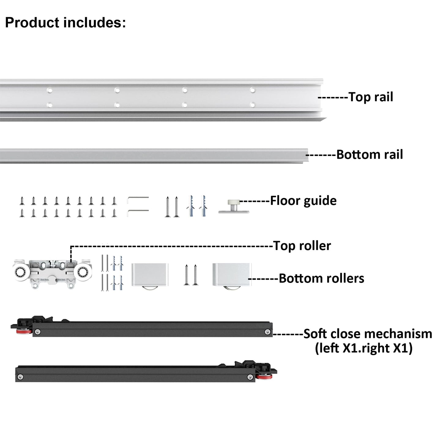 DIYHD 42" Concealed Sliding Barn Door Hardware with Soft Close Mechanism,No Floor Track,Fit Openning Width 34"~38"