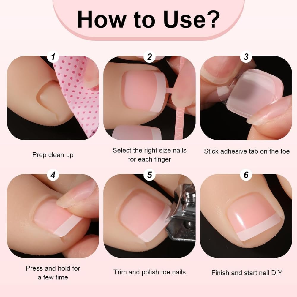 48Pcs Gradient Orange Pink French Tips Press on Toenails Water Ripple Press on Nails Long Square False Nails with Ombre Designs Fake Toe Nail Press Ons Glossy Summer Nails for Women Girls DIY Manicure