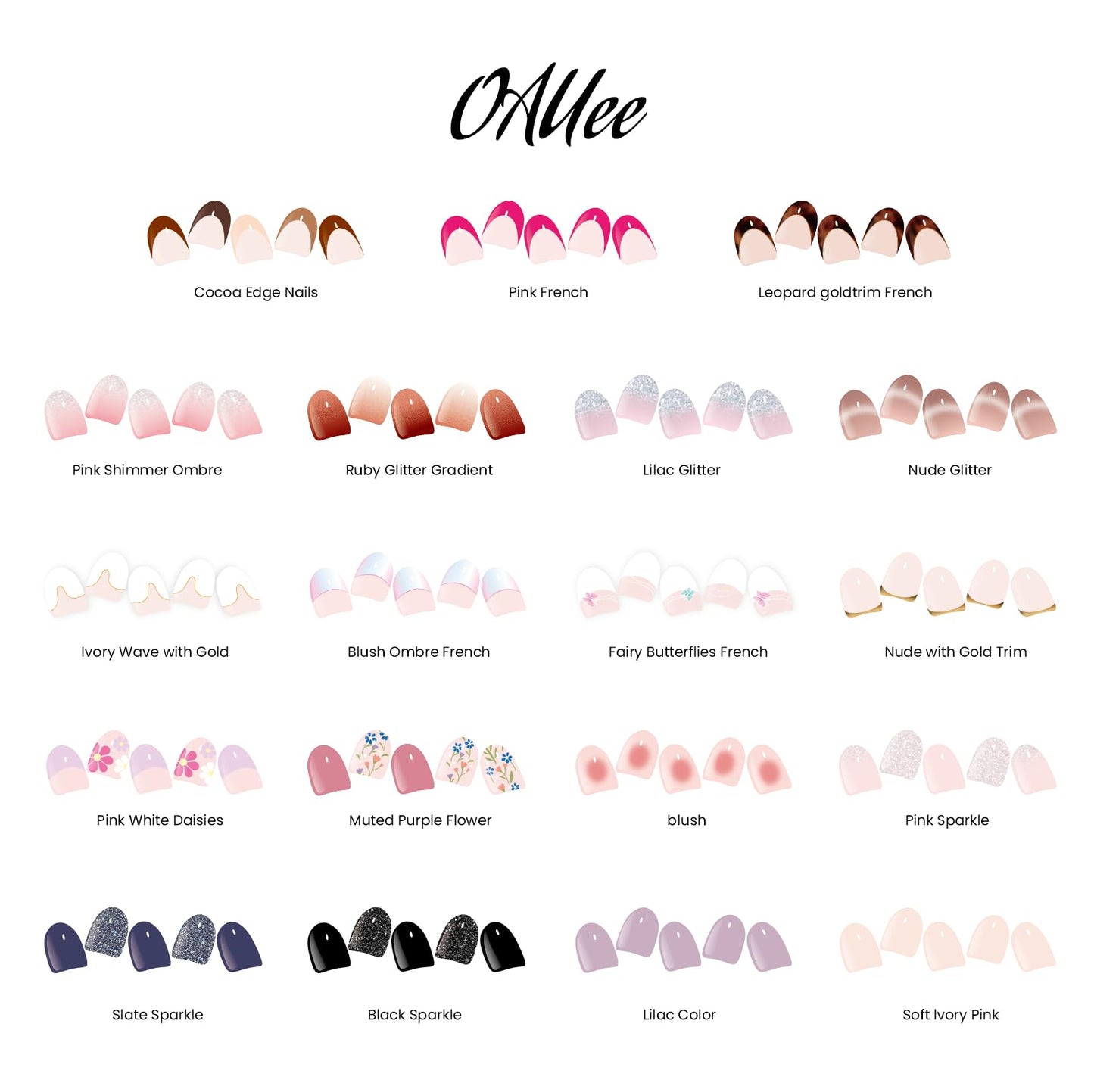 OAUEE Semi Cured Gel Nail Strips | Gel Nail Stickers with UV Light Required | Salon Quality, Easy Application and Removal(Purple Butterfly Cat's Eye)