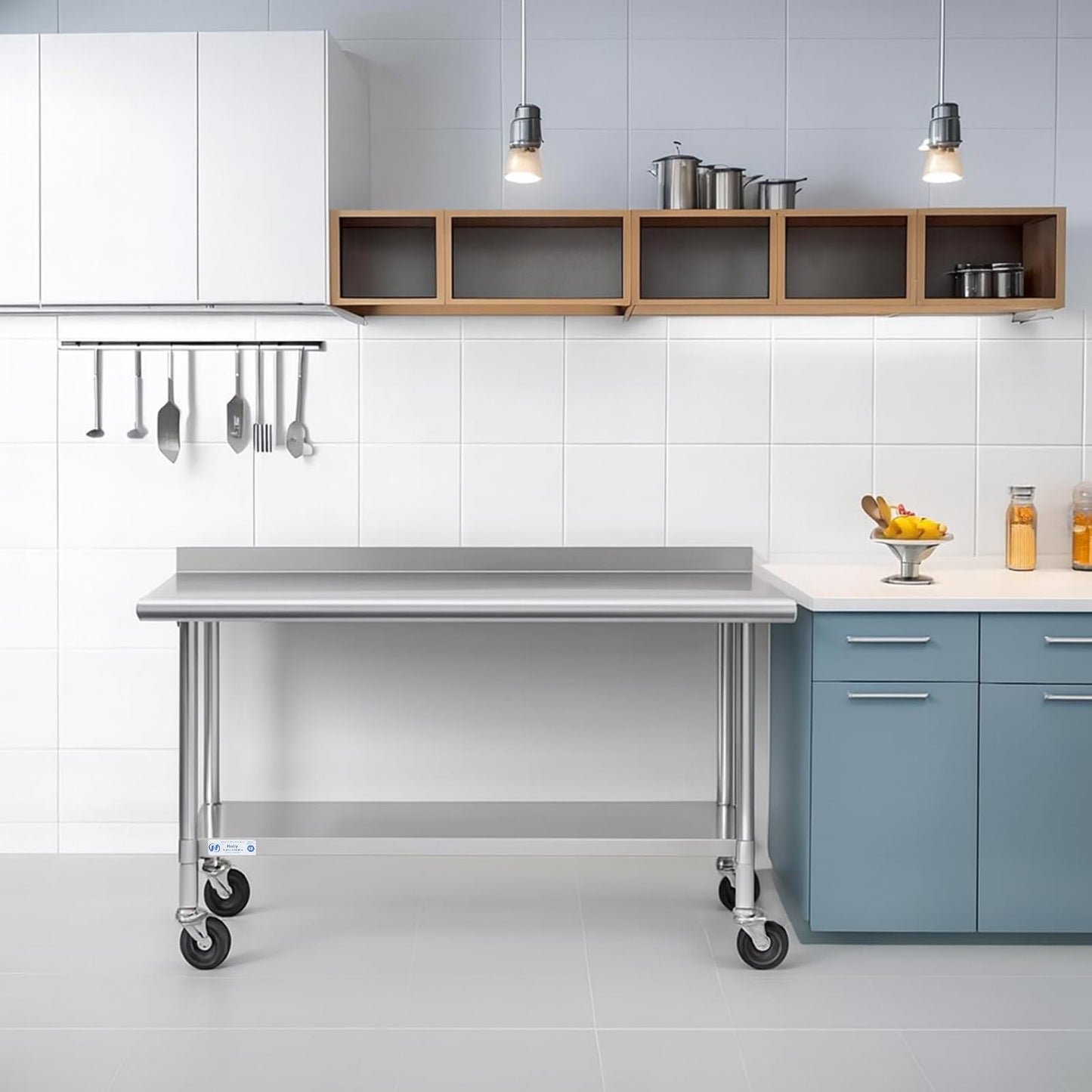 HALLY SINKS & TABLES H Stainless Steel Table for Prep & Work 24 x 72 Inches with Caster Wheels, NSF Commercial Heavy Duty Table with Undershelf and Backsplash for Restaurant, Home and Hotel