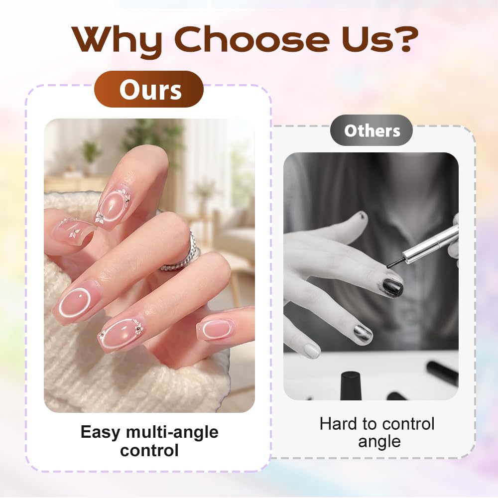 2026 New Ring-Shaped Cat Eye Magnet for Nails,Circular Magnet & Two Tip Scissor Tool for Cat Eye Gel Polish, Home DIY, Beginners & Nail Artists (Ring + French magnet)