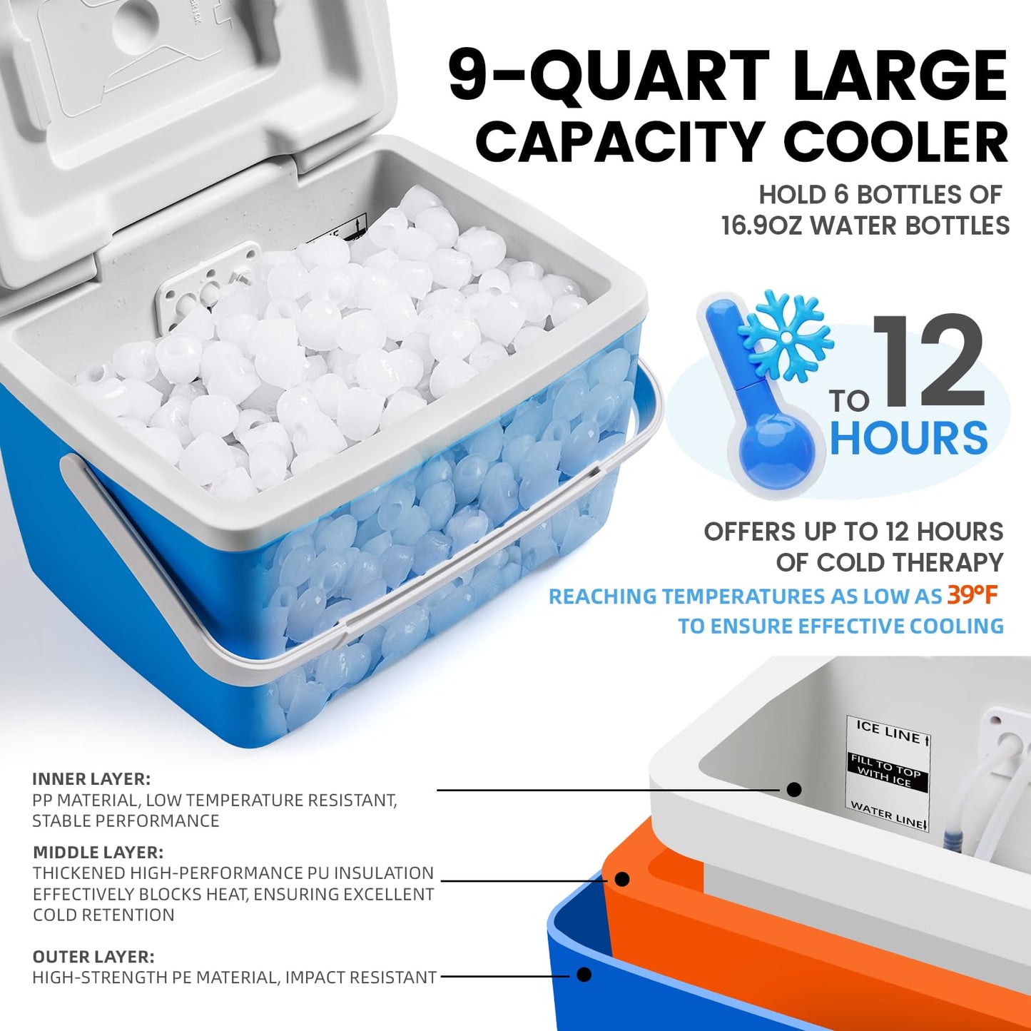 Cold Therapy Machine for Knee Replacement with Programmable Timer, Ice Machine After Surgery, Cryotherapy Pain Relief & Swelling Reduction Post-Op, Compression Pad for Knee, Ankle and Elbow