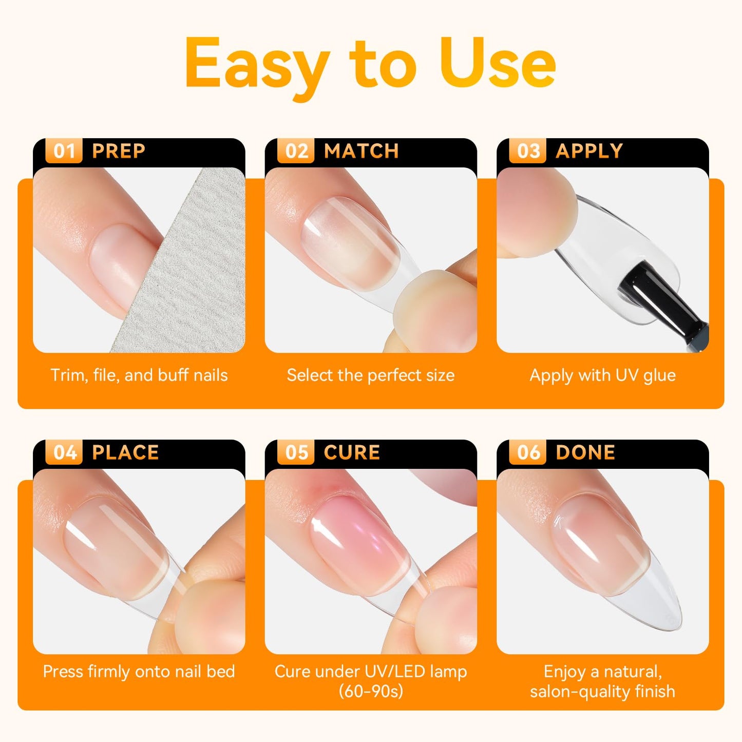 Makartt Almond Nail Tips: 510pcs Full Cover Medium Almond Fake Nails, 15 Sizes Soft Gel Half Matte Pre-shape Soak Off for Press on Nails DIY for Extension No Crease Acrylic Nail Manicure Salon Home