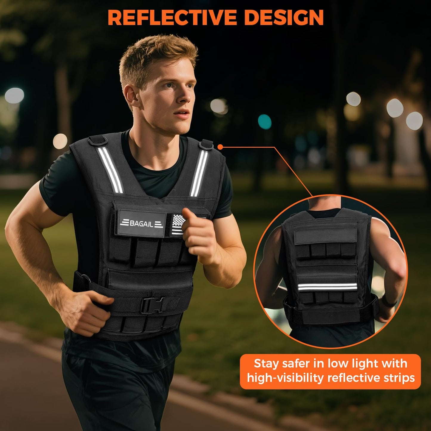 BAGAIL Weighted Vest Men, 20lb/30lb/40lb Adjustable Weight Vest for Woman with Removable Iron Weights, Women’s Rucking Vest for Walking, Workout, Running, Strength Training - 20 lbs