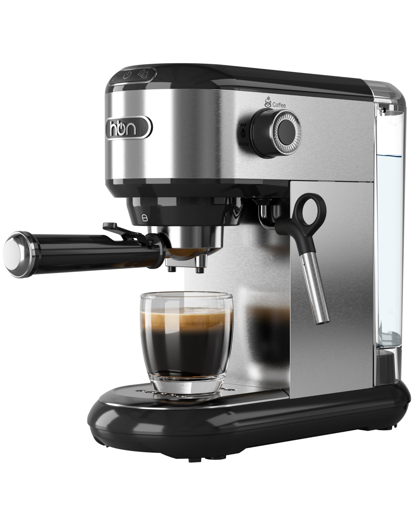 HBN 20 Bar Espresso Machine with Milk Frother, Compact Espresso Maker for Ground Coffee, Stainless Steel Coffee Machine with Steam Wand & 34oz Removable Water Tank, 1450W for Home & Office
