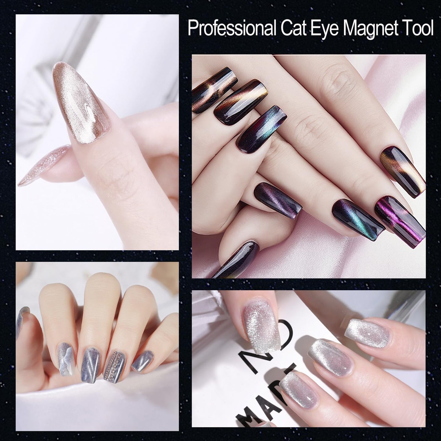 ZIRATONES 3 in 1 Nail Magnet with Heart Shaped Cat-Eye Tool, Multifunctional Cat Eye Gel Nail Polish Magnet Pen, 3D Magnetic Nail Polish Stick for Home DIY, Salon, Studio, Nail Art Design Tools