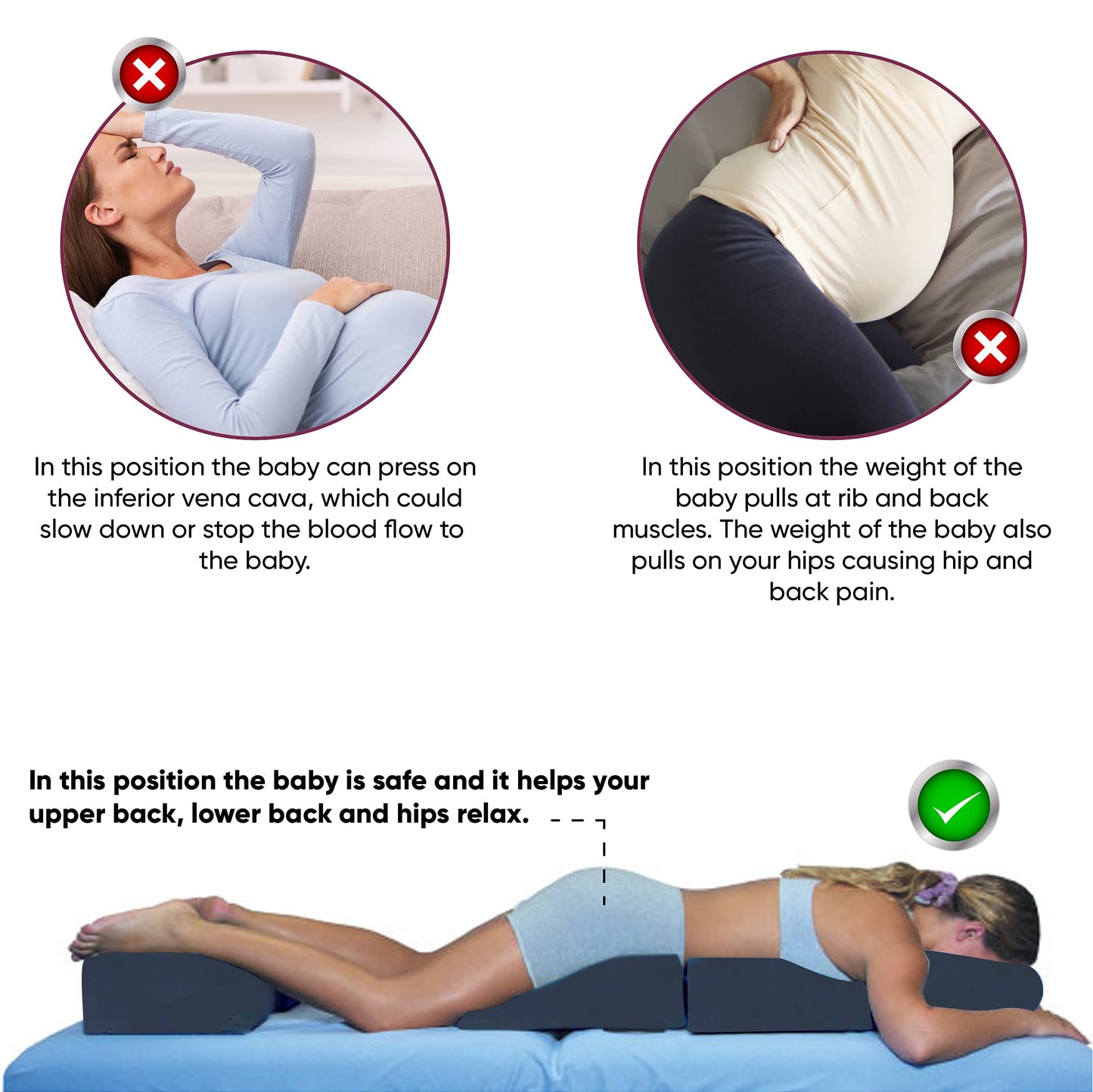 Amethyst Lake Pregnancy Massage Cushion with Headrest – Full Body Prenatal Bolster Positioning System – Ideal for Lower Back Pain and After Breast Surgery - White