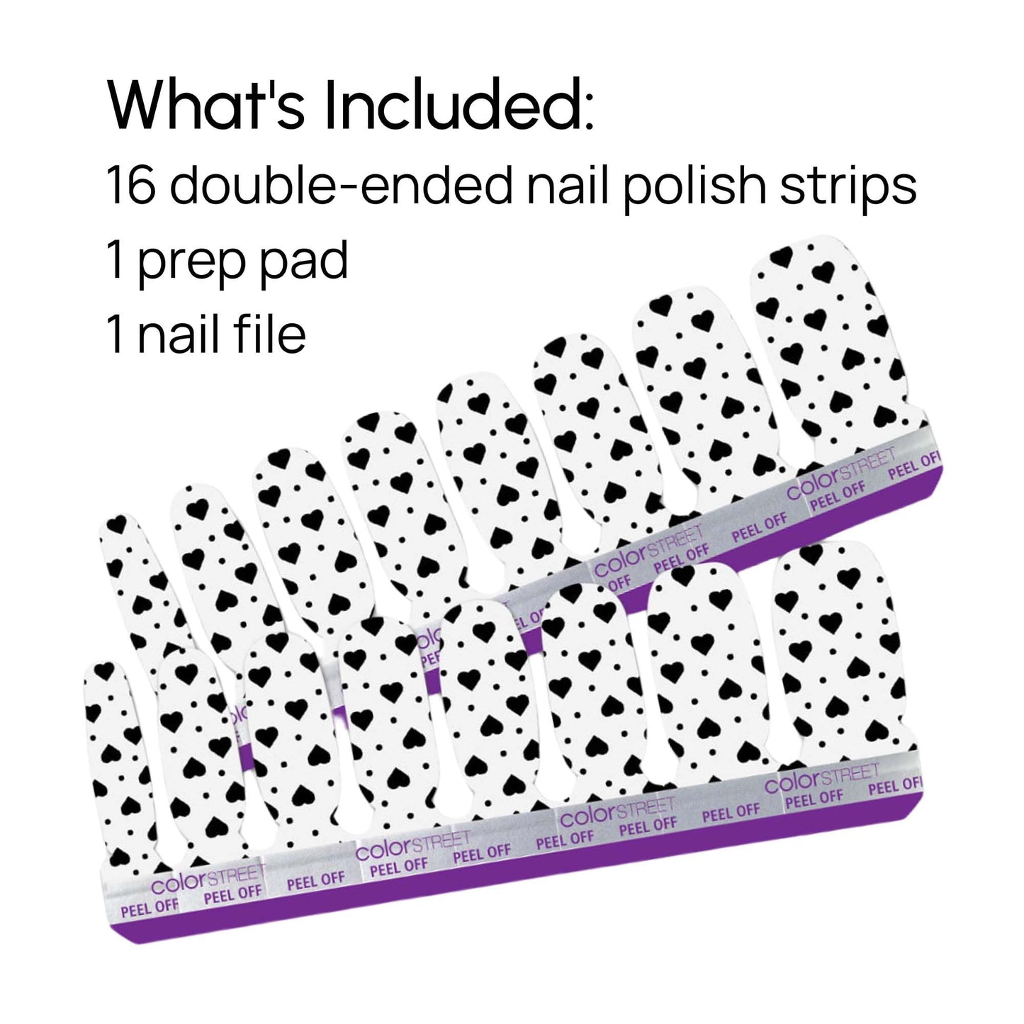 Color Street Heart to Heart Nail Strips - Heart Motif Clear Overlay for Layering or Solo Wear, Clear Finish, 16 Double-Ended Nail Polish Strips