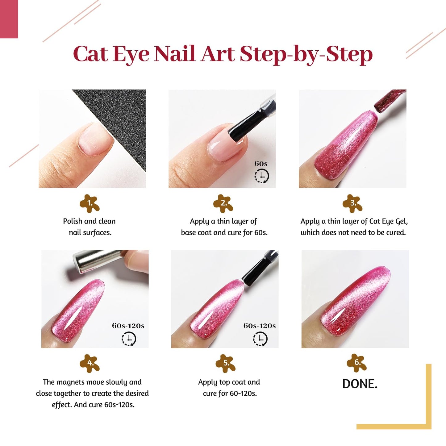 JODSONE 12 Colors Cat Eye Gel Nail Polish Set Blue Purple Red Black with Base Coat &Top Coat Magnet for DIY Salon Nails All Seasons