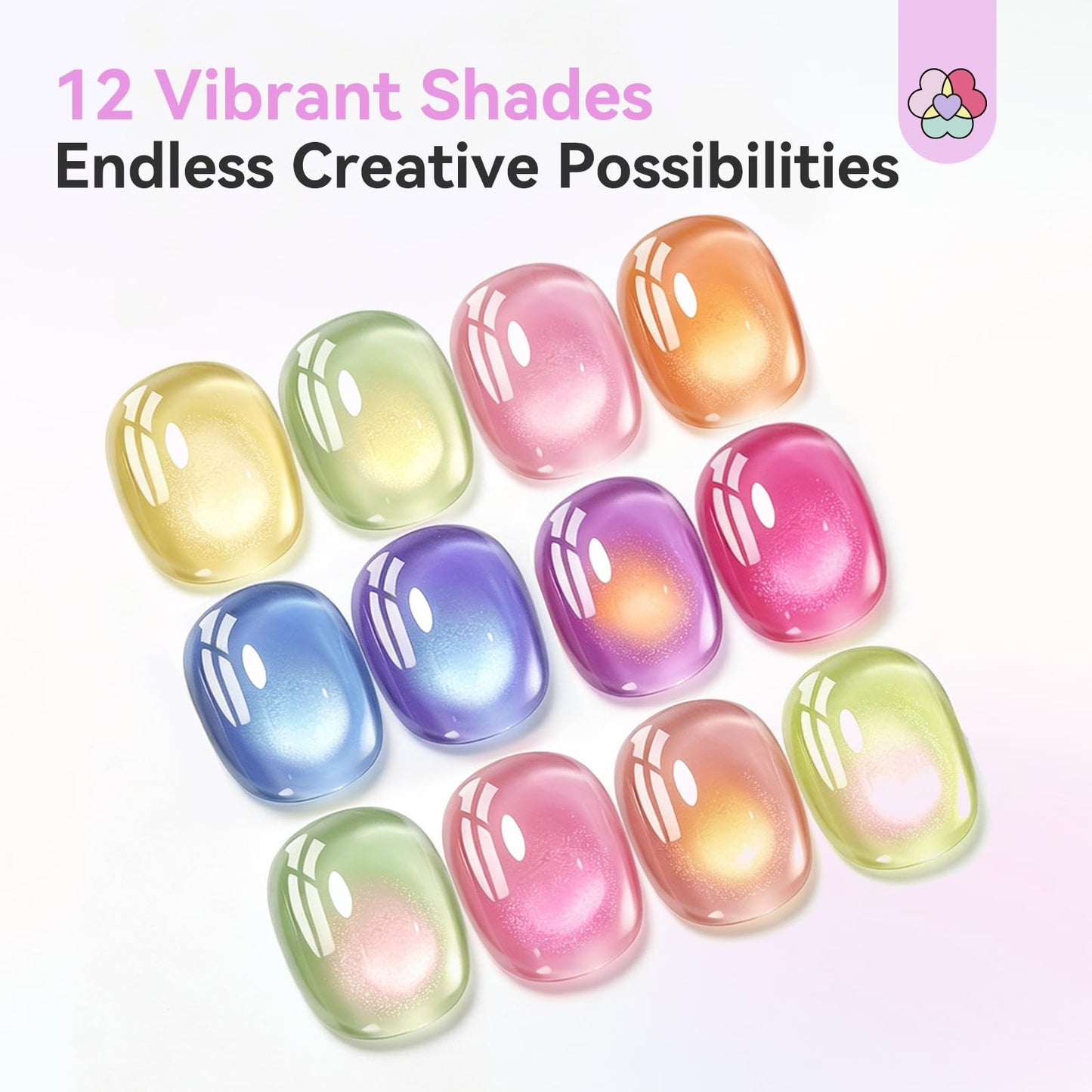 SAVILAND Jelly Cat Eye One Step Nail Polish Pen : Nails Polish Kit Beginner Friendly Easy Twist Dispensing Portable 3 in 1 Nail Art Kit Easy Application Salon Quality Home Use 12 Colors 4ml