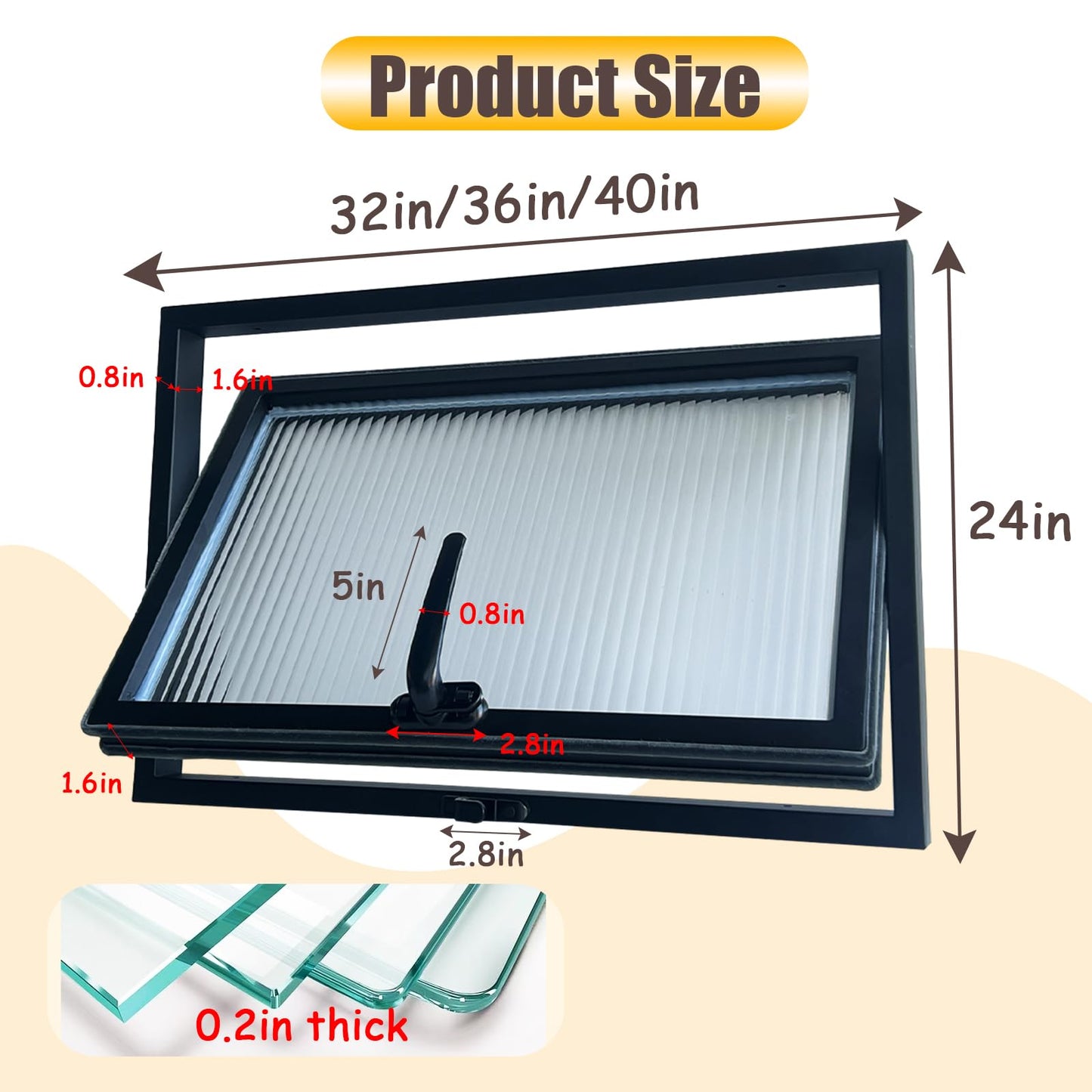 32x24in Windows for houses, 360° Rotation Sliding Window, Flush Mount Rotating Ventilated Windows, Basement Window with Tempered Glass, for Bathroom/Kitchen/Warehouse/Playhouse (Black, 32x24in)
