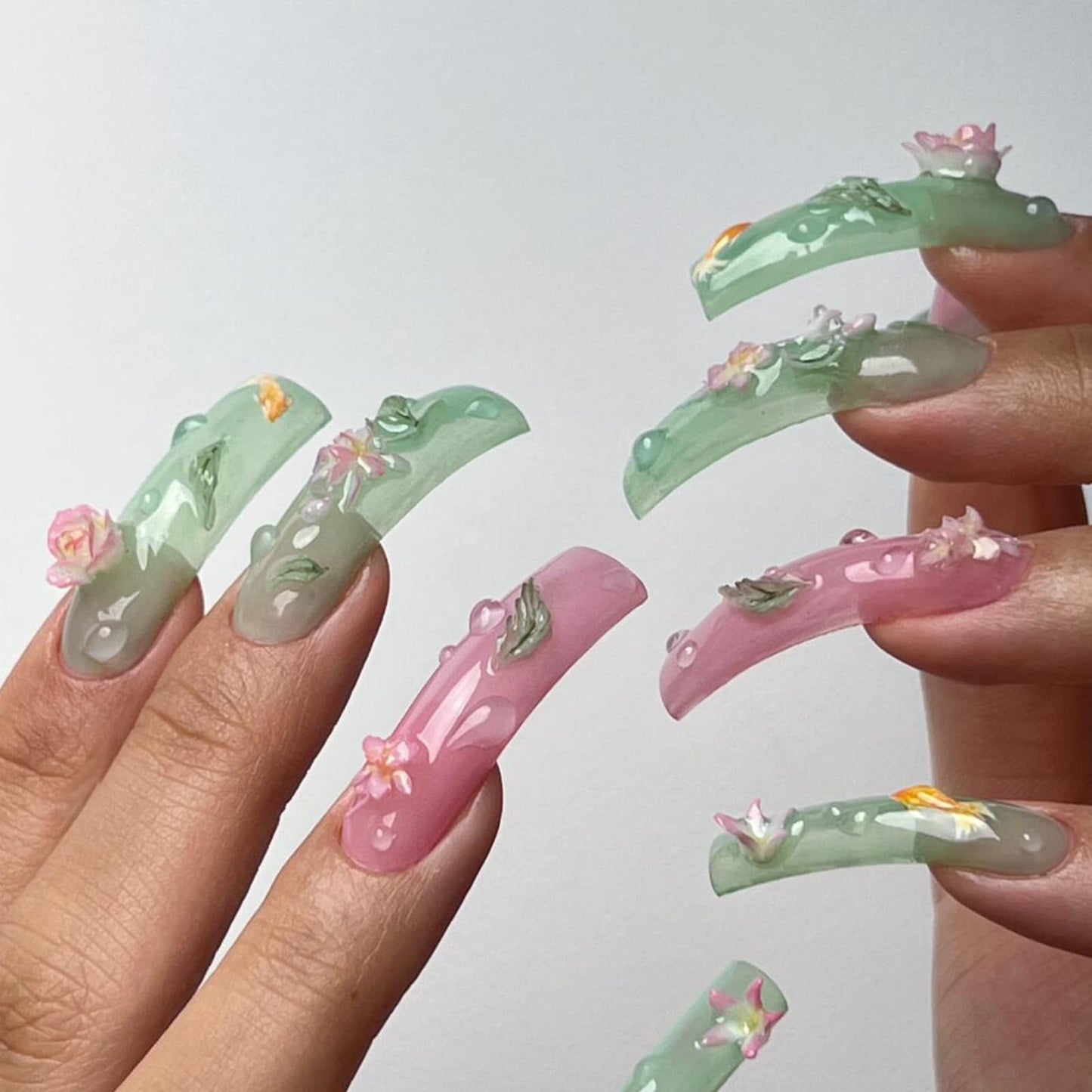Wellquinn Curved Nail Tips Square Press on Full Cover Thicker Extra Curve Gel x Thick Long Acrylic Fake Nails, Clear Hard Gel French XXL False Nails for Nail Extension 12 Sizes 240 Pcs Q54 Pro