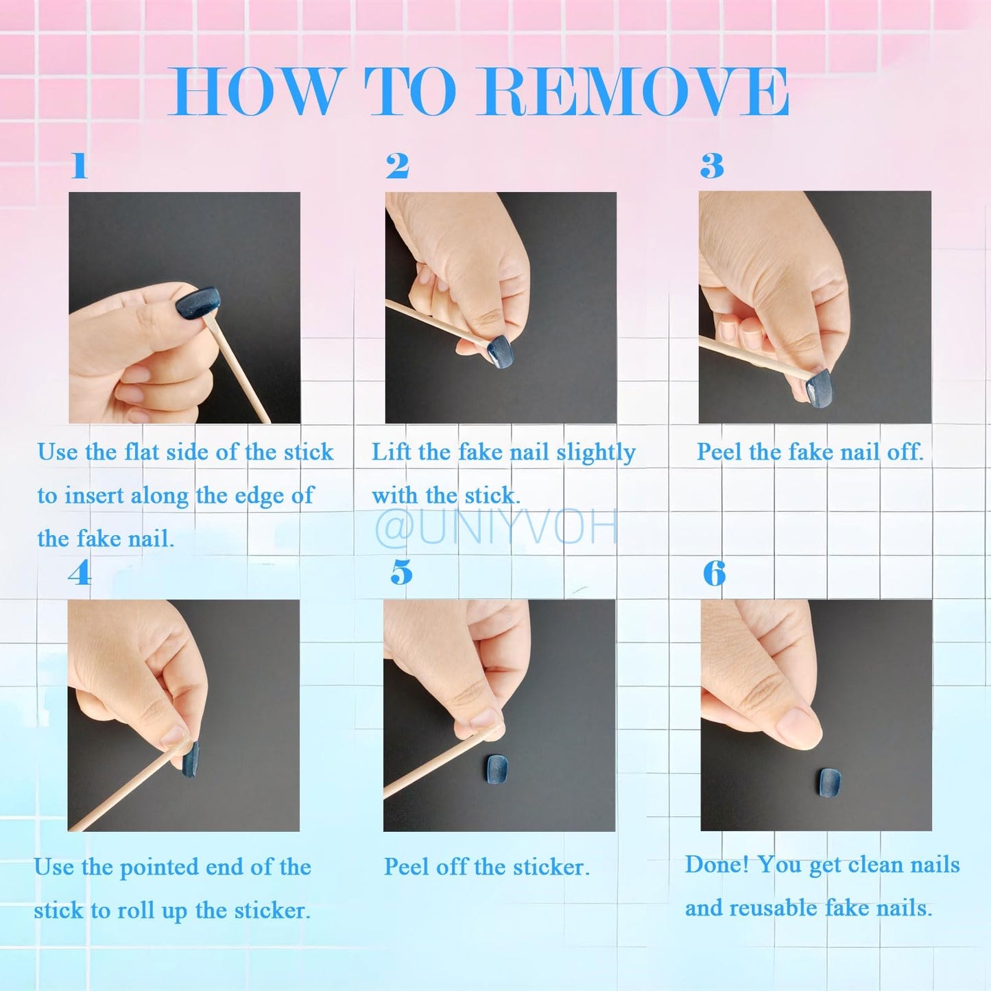 Cat Eye Press on Nails Handmade Short Oval/Square/Round False Nails with French Tip/Aurora/Magnetic Shimmer Designs (Jelly#Ice Lake, Medium)