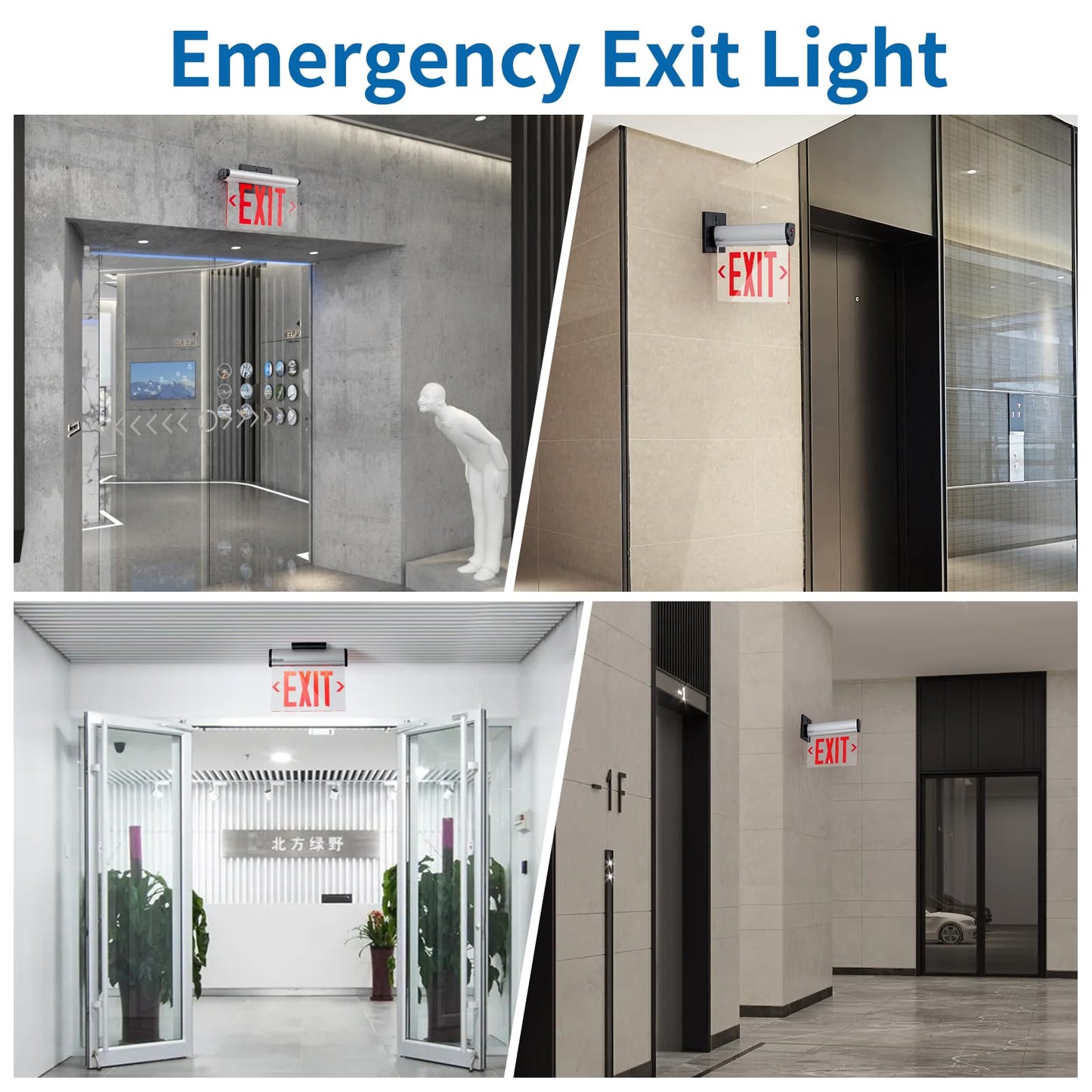 TANLUX Red Exit Signs for Business, LED Edge Lit Exit Sign, UL 924, Hardwired Emergency Exit Lights with Battery Backup, Aluminum Housing with Rotating Acrylic Clear Panel, AC 120/277V, 4 Pack