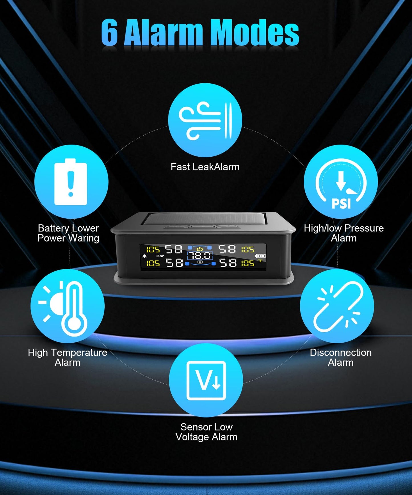 Tire Pressure Monitoring System, RV Tire Monitoring System with Solar Charge Tire Pressure Monitor Real-Time Display 2025 Updated tire pressure monitor system Interior Temperature Display for Rv Suv