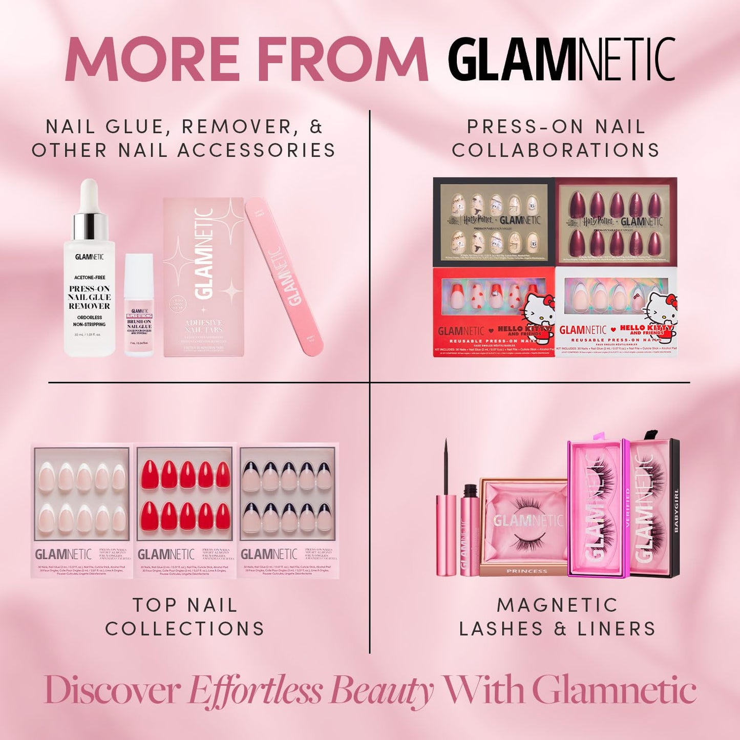 Glamnetic Press On Nails - Blush Dunes | Short Squoval Fake Nails with Pink French Tips and 3D Accents, Salon Quality Summer Nails | 15 Sizes - 30 Nail Kit with Glue