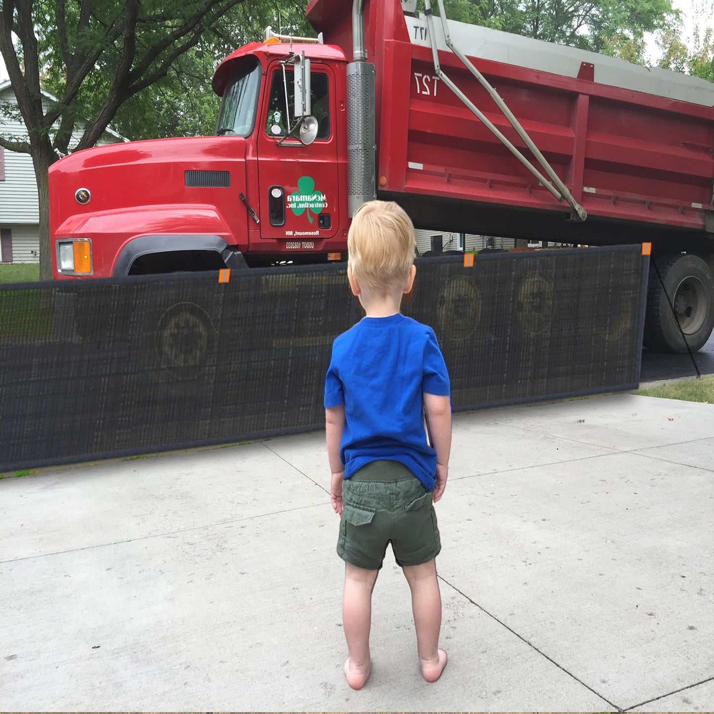 Driveway Net for Kids Safety - LUTICO 28’ Wide 40" Tall Driveway Guard with High Visibility Reflective Tape, Driveway Net to Stop Basketballs from Rolling into Street, Easy to Install(Ebony)
